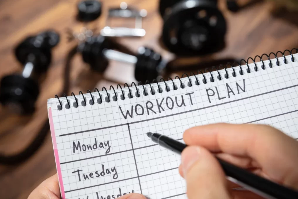 Calendar showing options for Pilates Workouts