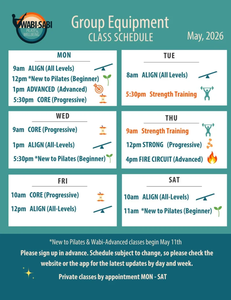 REformer Pilates schedule in Boulder, colorado