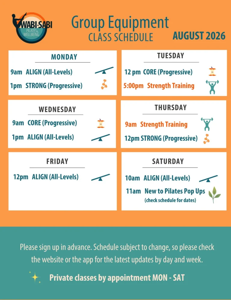 Group Pilates class schedule Pilates reformer and equipment Boulder, CO